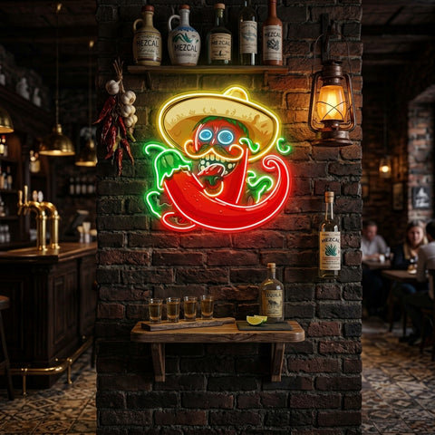 Mexico Red Hot Chili Peppe LED Neon Sign Light Pop Art