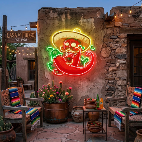 Mexico Red Hot Chili Peppe LED Neon Sign Light Pop Art