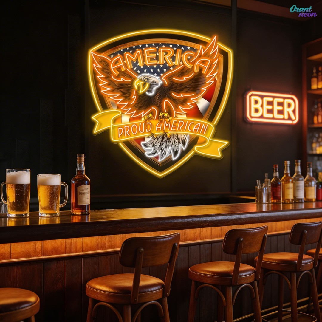 Military Proud American Eagle Neon Sign Light Artwork
