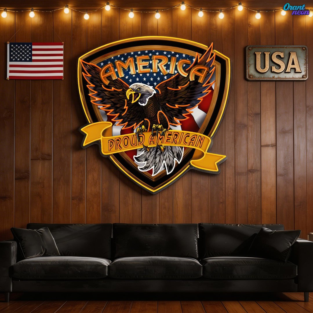 Military Proud American Eagle Neon Sign Light Artwork