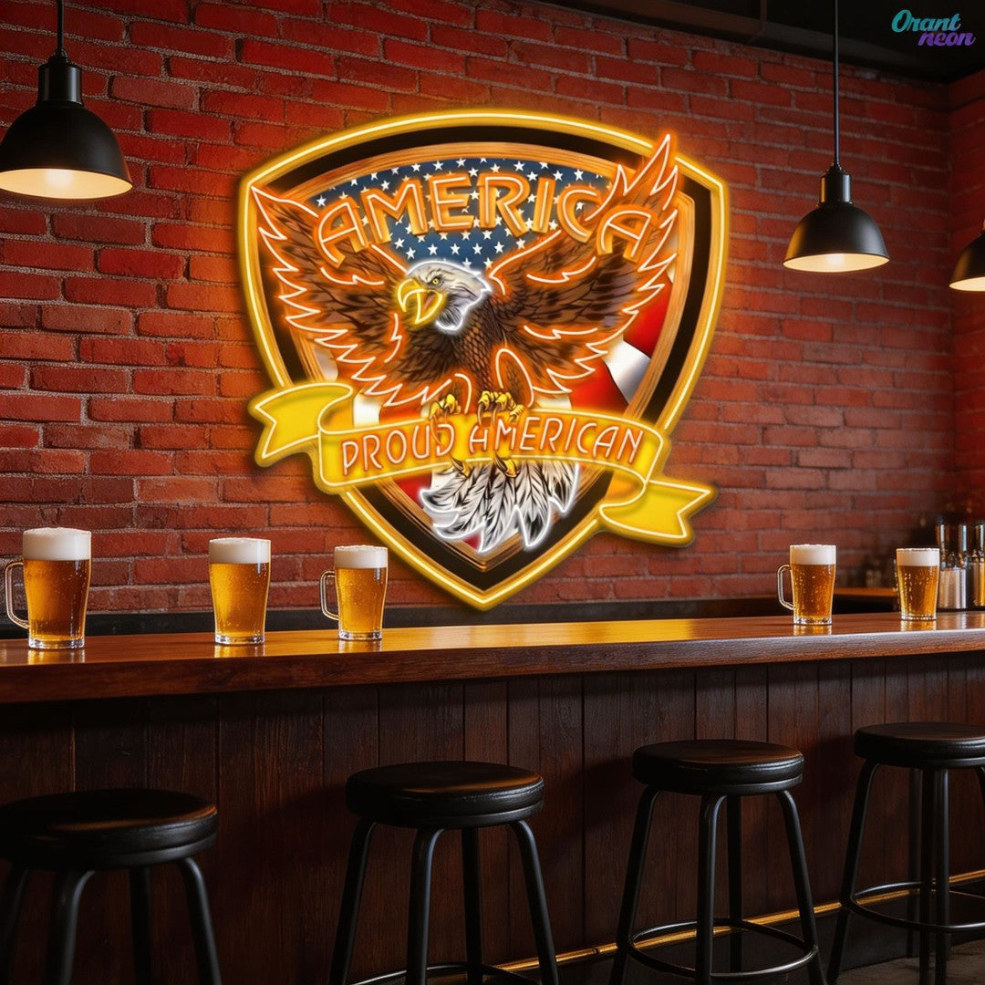 Military Proud American Eagle Neon Sign Light Artwork