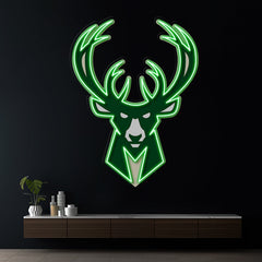 Milwaukee Bucks NBA Led Neon Sign Man Cave Decor