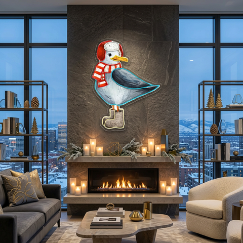 Winter Seagull Neon Sign – Cozy LED Wall Light for Christmas & Holiday Home Décor
