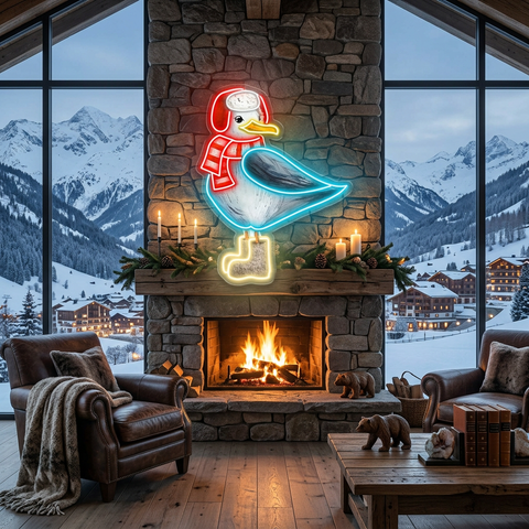 Winter Seagull Neon Sign – Cozy LED Wall Light for Christmas & Holiday Home Décor