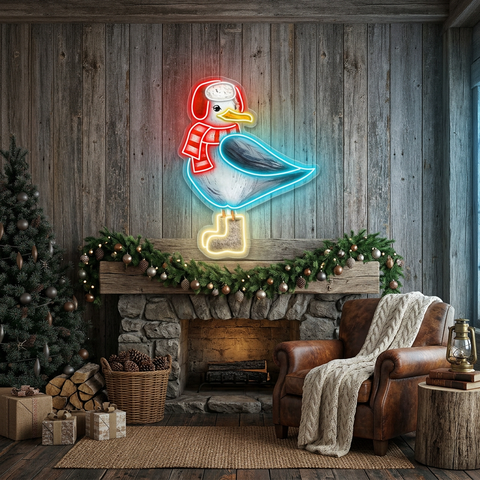 Winter Seagull Neon Sign – Cozy LED Wall Light for Christmas & Holiday Home Décor