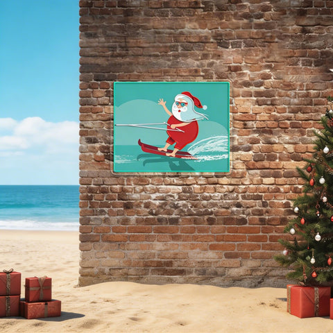 Surfing Santa Neon Sign – Fun Christmas LED Wall Light for Beach Lovers & Holiday Décor