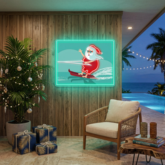 Surfing Santa Neon Sign – Fun Christmas LED Wall Light for Beach Lovers & Holiday Décor