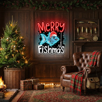 🎣 Merry Fishmas LED Neon Sign – Funny Christmas Fishing Wall Light for Home, Man Cave & Holiday