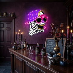 Hip-Hop Skull Neon Sign – Cool LED Wall Light for Bars, Man Caves & Halloween Party Décor