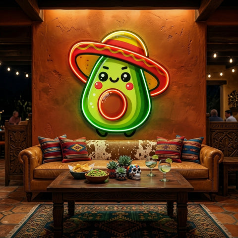 Mini Avocado Sombrero Hat LED Neon Sign Light Pop Art