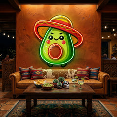 Mini Avocado Sombrero Hat LED Neon Sign Light Pop Art