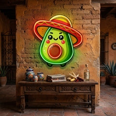 Mini Avocado Sombrero Hat LED Neon Sign Light Pop Art