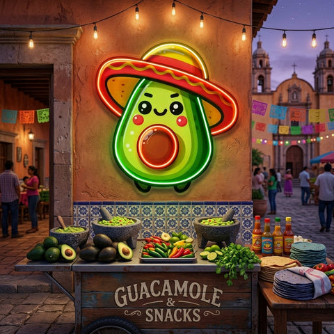 Mini Avocado Sombrero Hat LED Neon Sign Light Pop Art