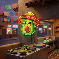 Mini Avocado Sombrero Hat LED Neon Sign Light Pop Art