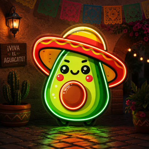 Mini Avocado Sombrero Hat LED Neon Sign Light Pop Art