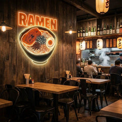 Minimal Ramen Bowl Neon Sign – Modern Japanese LED Wall Art