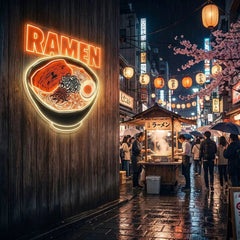 Minimal Ramen Bowl Neon Sign – Modern Japanese LED Wall Art