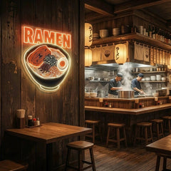 Minimal Ramen Bowl Neon Sign – Modern Japanese LED Wall Art