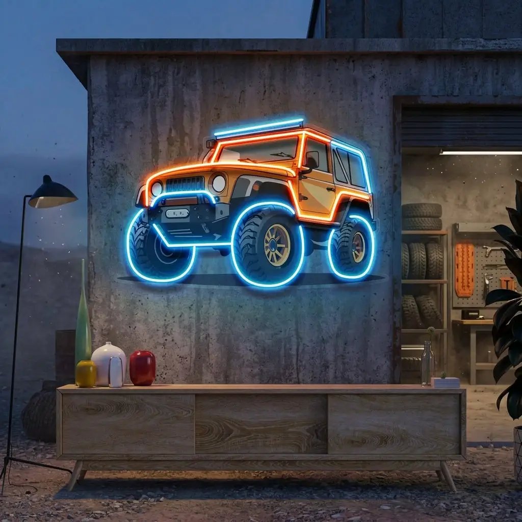 Modern Adventure Off Roading Suv LED Neon Sign Light Pop Art