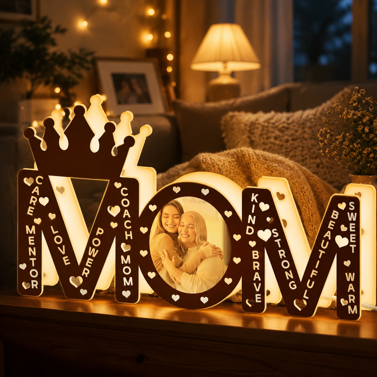 Mom Strong Beautiful Mother's Day Gift - Personalized Custom Shape Photo Light Box