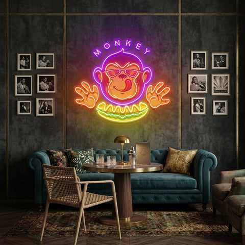 Monkey Logo Hotdog Artwork Led Neon Sign Light
