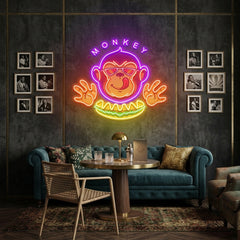 Monkey Logo Hotdog Artwork Led Neon Sign Light