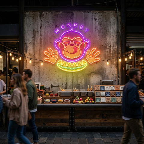 Monkey Logo Hotdog Artwork Led Neon Sign Light