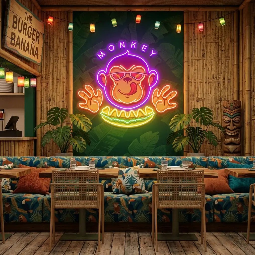 Monkey Logo Hotdog Artwork Led Neon Sign Light