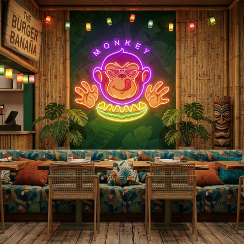 Monkey Logo Hotdog Artwork Led Neon Sign Light