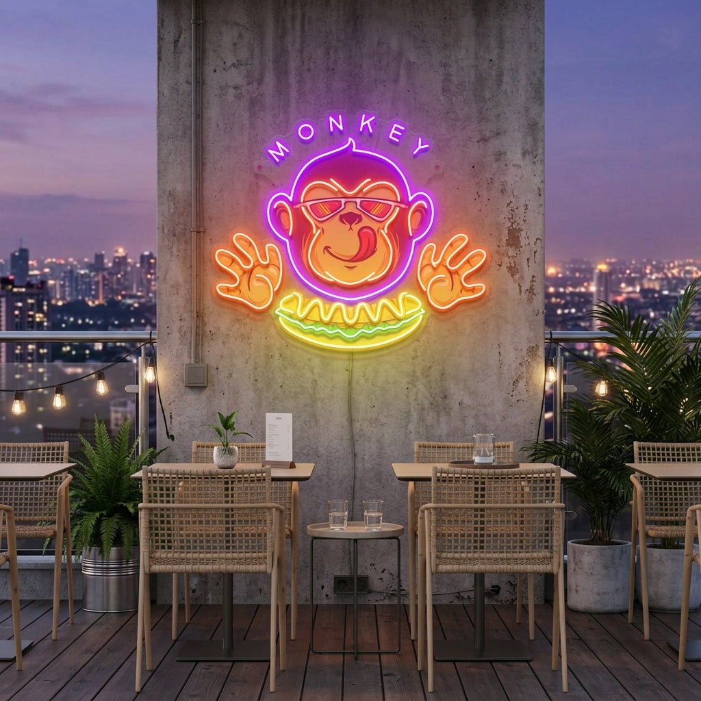 Monkey Logo Hotdog Artwork Led Neon Sign Light