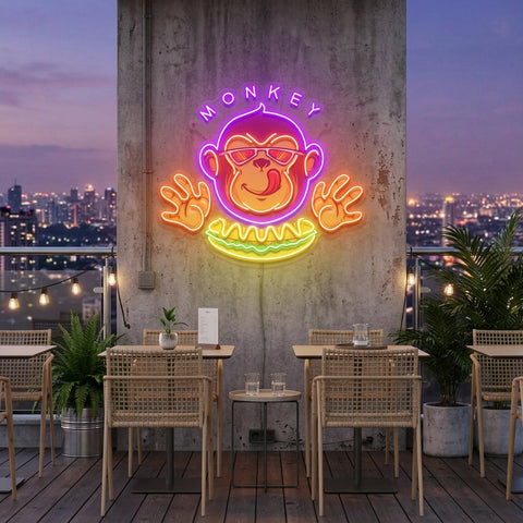 Monkey Logo Hotdog Artwork Led Neon Sign Light
