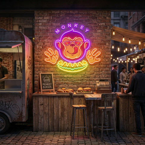 Monkey Logo Hotdog Artwork Led Neon Sign Light