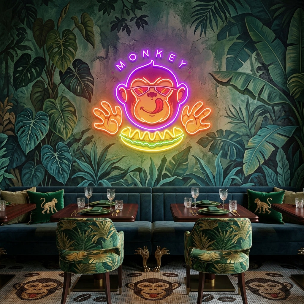 Monkey Logo Hotdog Artwork Led Neon Sign Light