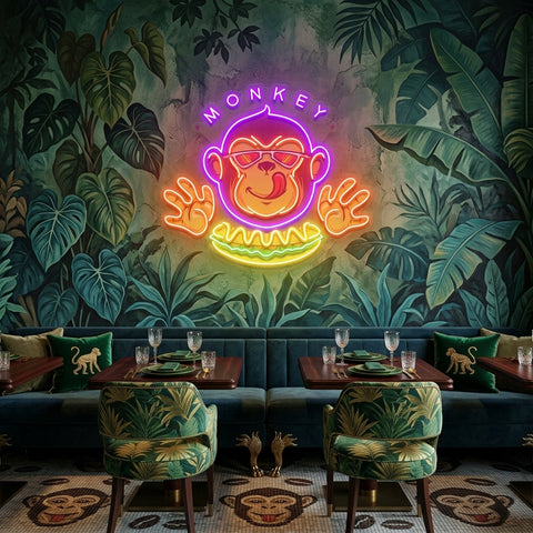 Monkey Logo Hotdog Artwork Led Neon Sign Light