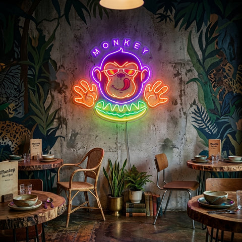 Monkey Logo Hotdog Artwork Led Neon Sign Light