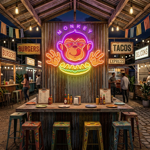 Monkey Logo Hotdog Artwork Led Neon Sign Light