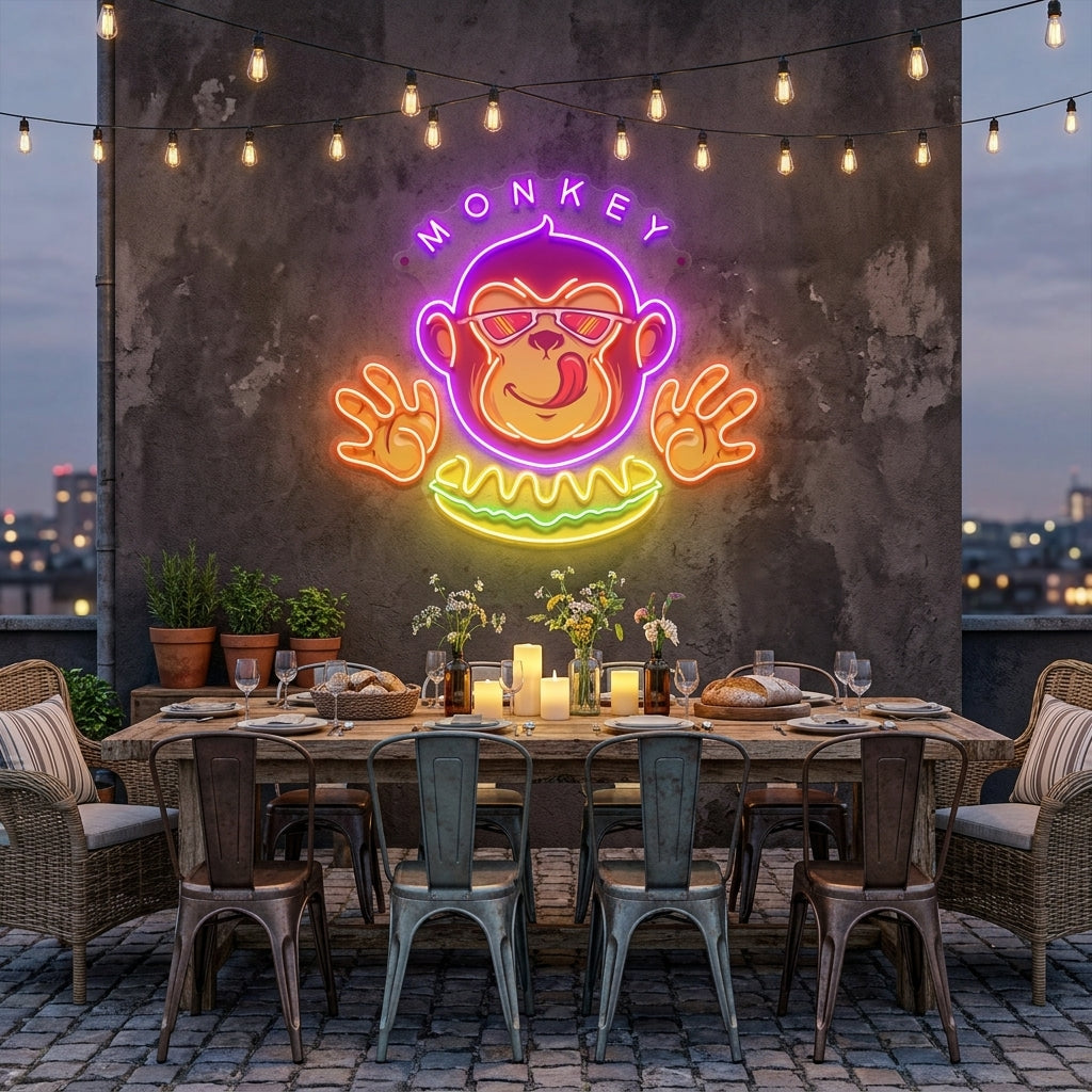 Monkey Logo Hotdog Artwork Led Neon Sign Light