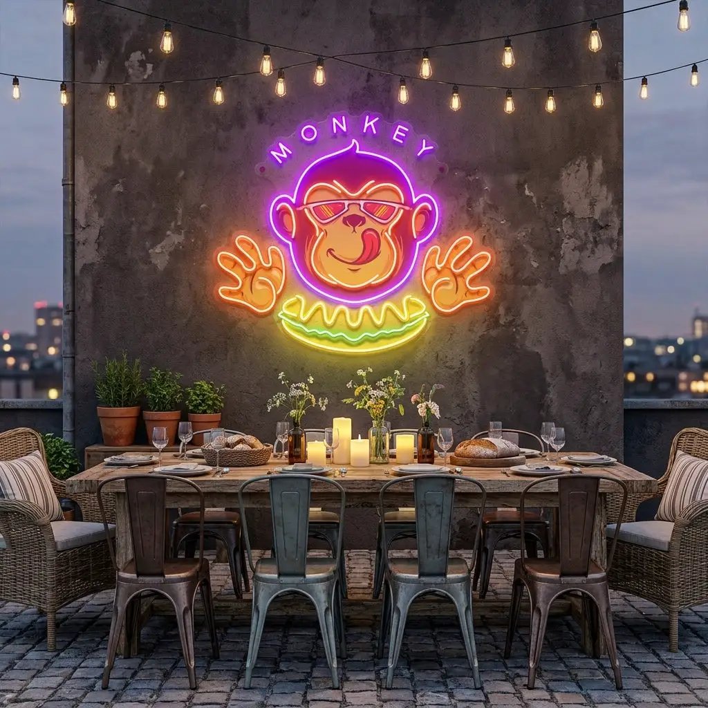 Monkey Logo Hotdog Artwork Led Neon Sign Light