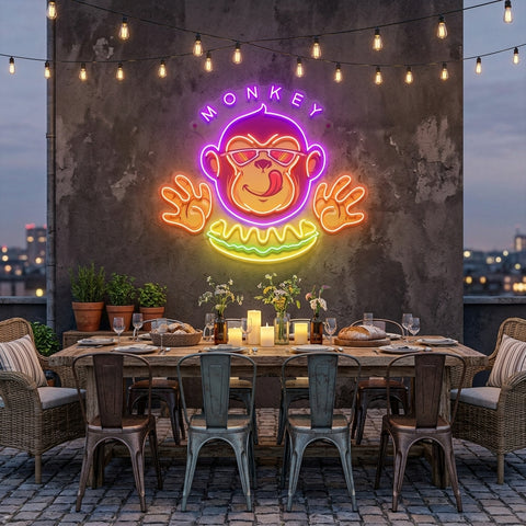 Monkey Logo Hotdog Artwork Led Neon Sign Light