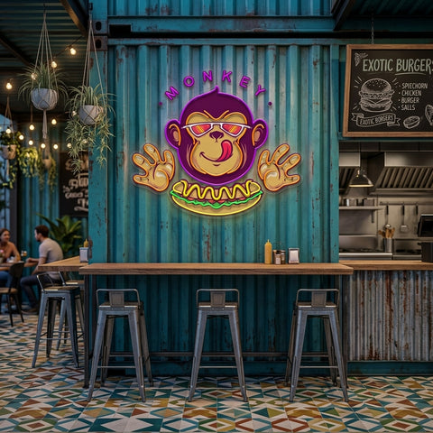 Monkey Logo Hotdog Artwork Led Neon Sign Light