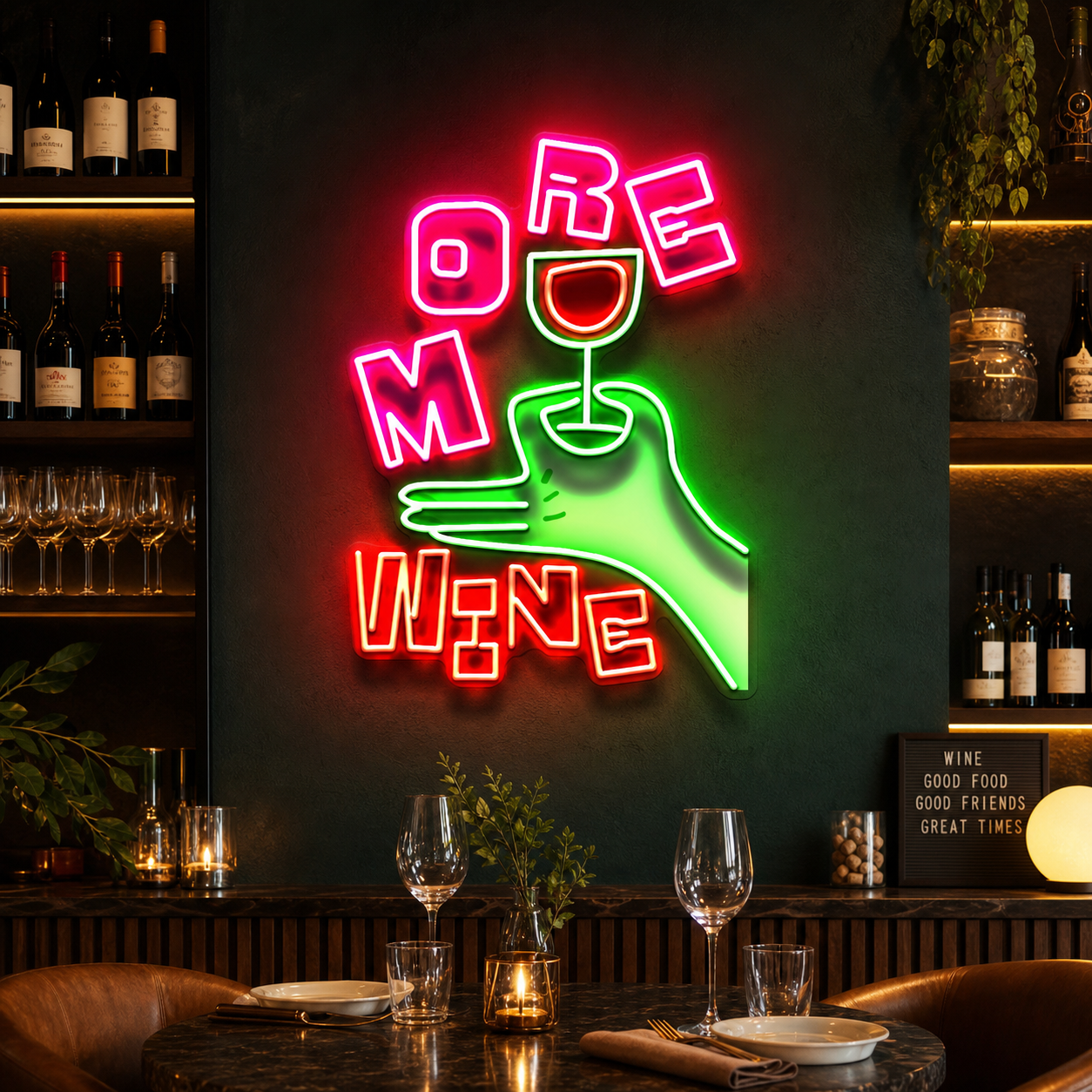 More Wine LED Neon Sign Light Pop Art