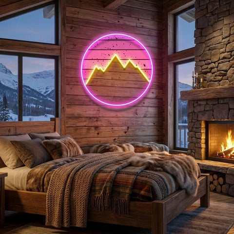 Mountain With Sunset Artwork Led Neon Sign Light