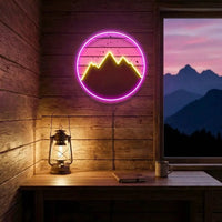 Mountain With Sunset Artwork Led Neon Sign Light