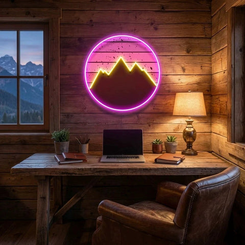 Mountain With Sunset Artwork Led Neon Sign Light