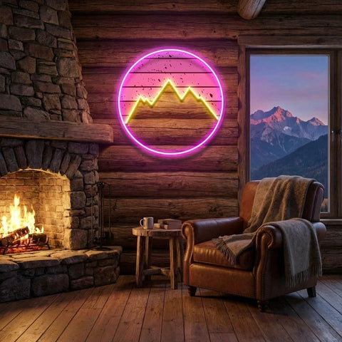 Mountain With Sunset Artwork Led Neon Sign Light