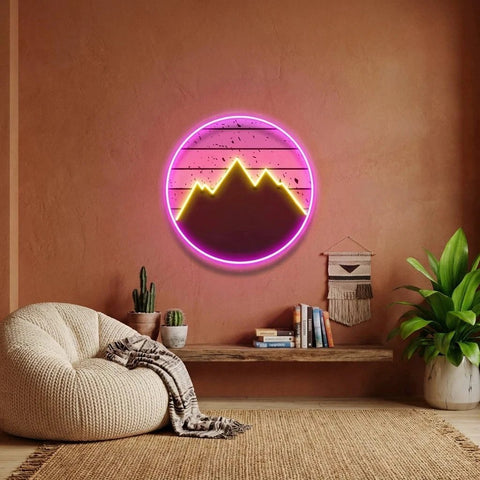 Mountain With Sunset Artwork Led Neon Sign Light