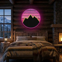 Mountain With Sunset Artwork Led Neon Sign Light