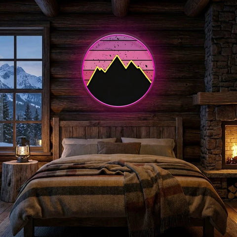 Mountain With Sunset Artwork Led Neon Sign Light