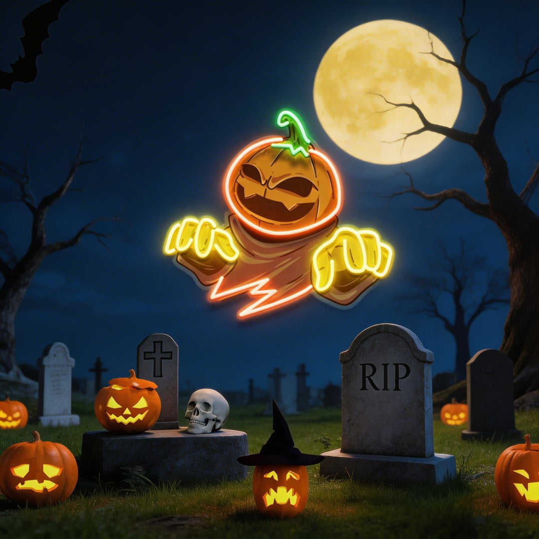 Mummy Pumpkin Halloween Artwork Led Neon Sign Light