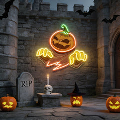Mummy Pumpkin Halloween Artwork Led Neon Sign Light